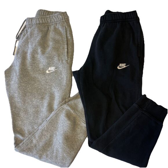 Nike Men’s Small 2 Pair Nike Jogger Sweatpants Black / Gray Excellent Cond - Picture 1 of 15